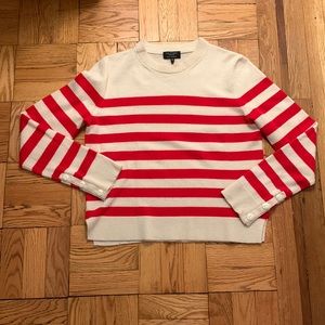 Rag & Bone Cashmere Lillian Crew Sweater Size Medium M GUC Red and White Striped